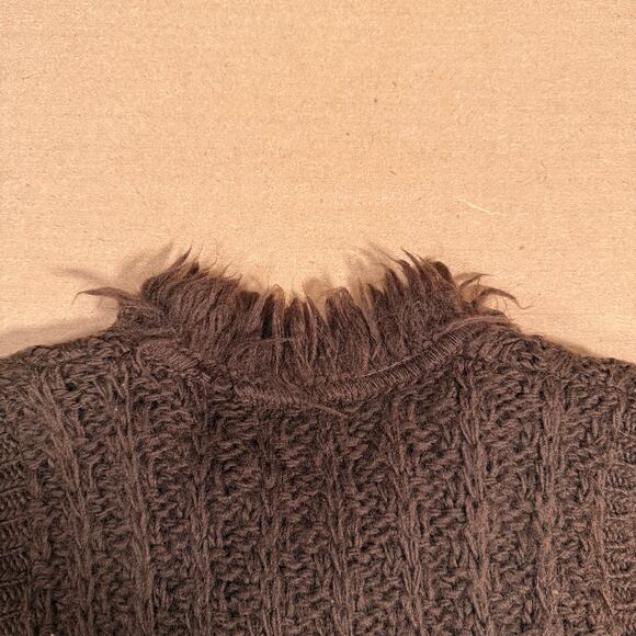 Vintage 60s Ann Arbor Brown Wool Fringe Knit Vest Boho Hippie Made in USA XS - Picture 5 of 8